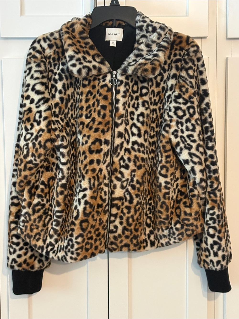 Nine West Ladies' Leopard Print Faux Fur Jacket - Brown, Black, White